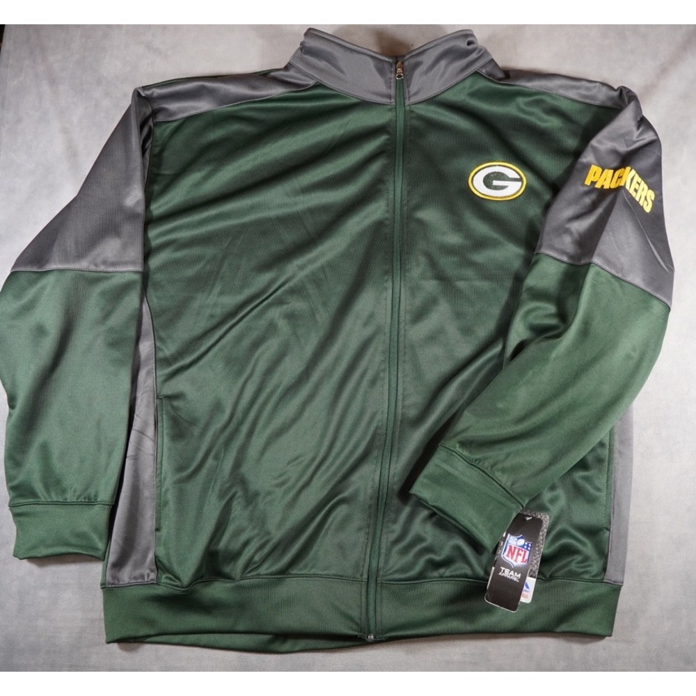 NEW Green Bay Packers Mens XL Full Zip Majestic NFL Track Jacket Green Logo